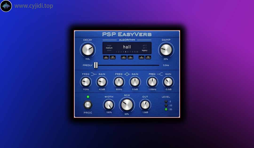 混响效果器 – PSPaudioware – PSP EasyVerb v2.0.0 – WiN